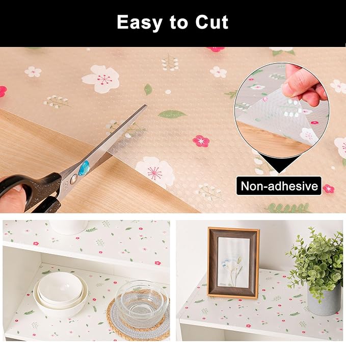 Cooyes Shelf Liner - Premium Non-Adhesive Cabinet & Drawer Liner for Kitchen - Waterproof Shelf Paper with Modern Pattern - Durable EVA Cabinet Mat - Easy to Cut (11.8" W x 236" L)