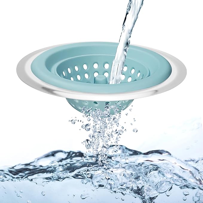 2 PCS Kitchen Stainless Silicone Sink Strainer, 4.5 inch Diameter… (Baby Blue)