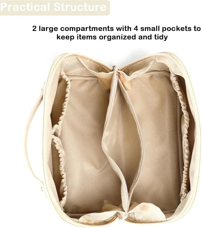 Travel Makeup Bag,Large Capacity Cosmetic Bags for Women,Waterproof Portable Pouch Open Flat Toiletry Bag Pattern Makeup Bag