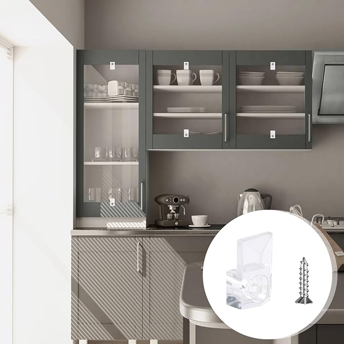 25Pcs Mirror Hangers for The Wall, Mirror Holder Clips, Clear Plastic Mirror Mounting Clips, Glass Retainer Clips Kit Crystal Mirror Hanging Hardware Frameless Kit for Wall and Fixed Mirror Box Door