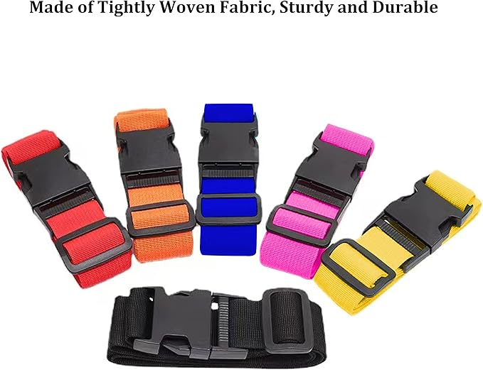 2 Pack Suitcase Straps, Bright Color Adjustable Luggage Belts, TSA Approved (Orange)
