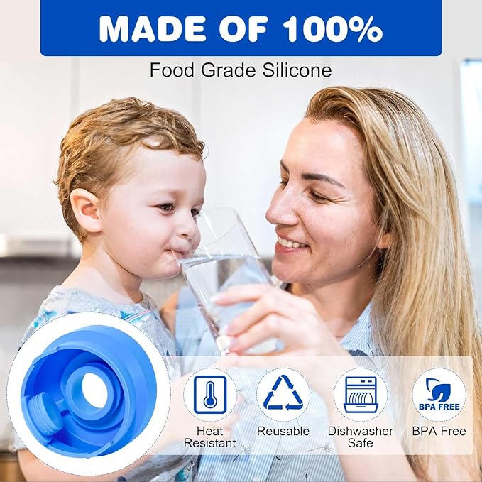 5 Gallon Water Jug Cap,Silicone Reusable Replacement Cap, Non Spill Bottle Caps for 55mm Bottle Water Dispenser Caps (10)