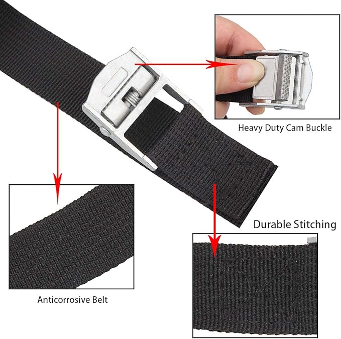 10 Pack Lashing Straps 16ft x 1" Tie Down Straps Cam Buckle Straps Heavy Duty Secure Straps up to 600 lbs for Kayak, Cargo, Luggage, Cinch, Canoe, Bicycles, Motorcycles, Truck