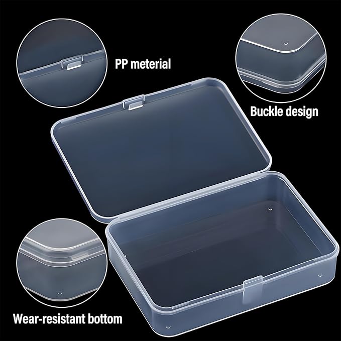 Small Bead Organizers-8 Pcs Plastic Storage Cases Mini Clear Bead Storage Containers Clear Boxes with Hinged Lid and Rectangle Craft Supply Case DIY Project with Label Stickers