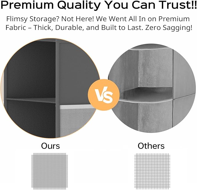 Deep Hanging Closet Organizers and Storage, Closet Hanging Storage Shelves with 5 Shelves and 4 Mesh Pockets, Heavy-Duty Closet Organizer for Clothes, Hats, and RVs and Dorm Essential,1-Pack, Grey