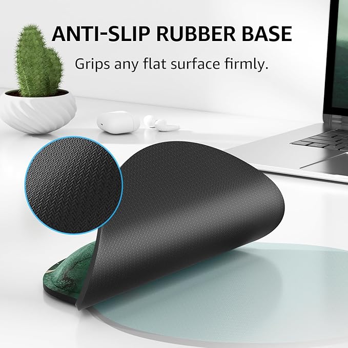 KTRIO Ergonomic Keyboard Wrist Rest and Mouse Pad with Wrist Rest Set, Memory Foam Wrist Support for Typing, Gaming, Office and Home Use, Green Leaves