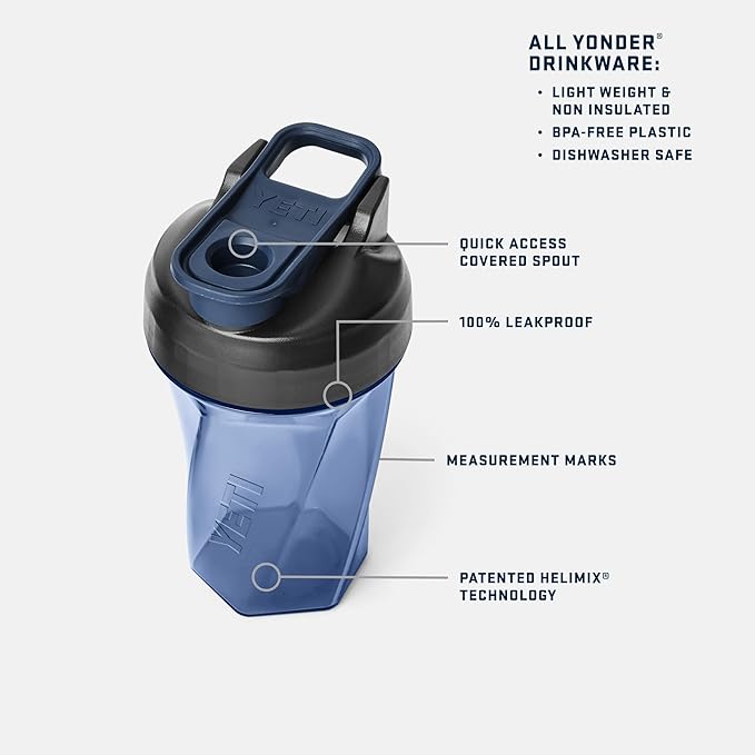 YETI Yonder Helimix Vortex Blender Shaker Bottle Holds up to 20oz | No Blending Ball or Whisk | USA Made | Portable Pre Workout Whey Protein Drink Shaker Cup | Dishwasher Safe, Royal Blue