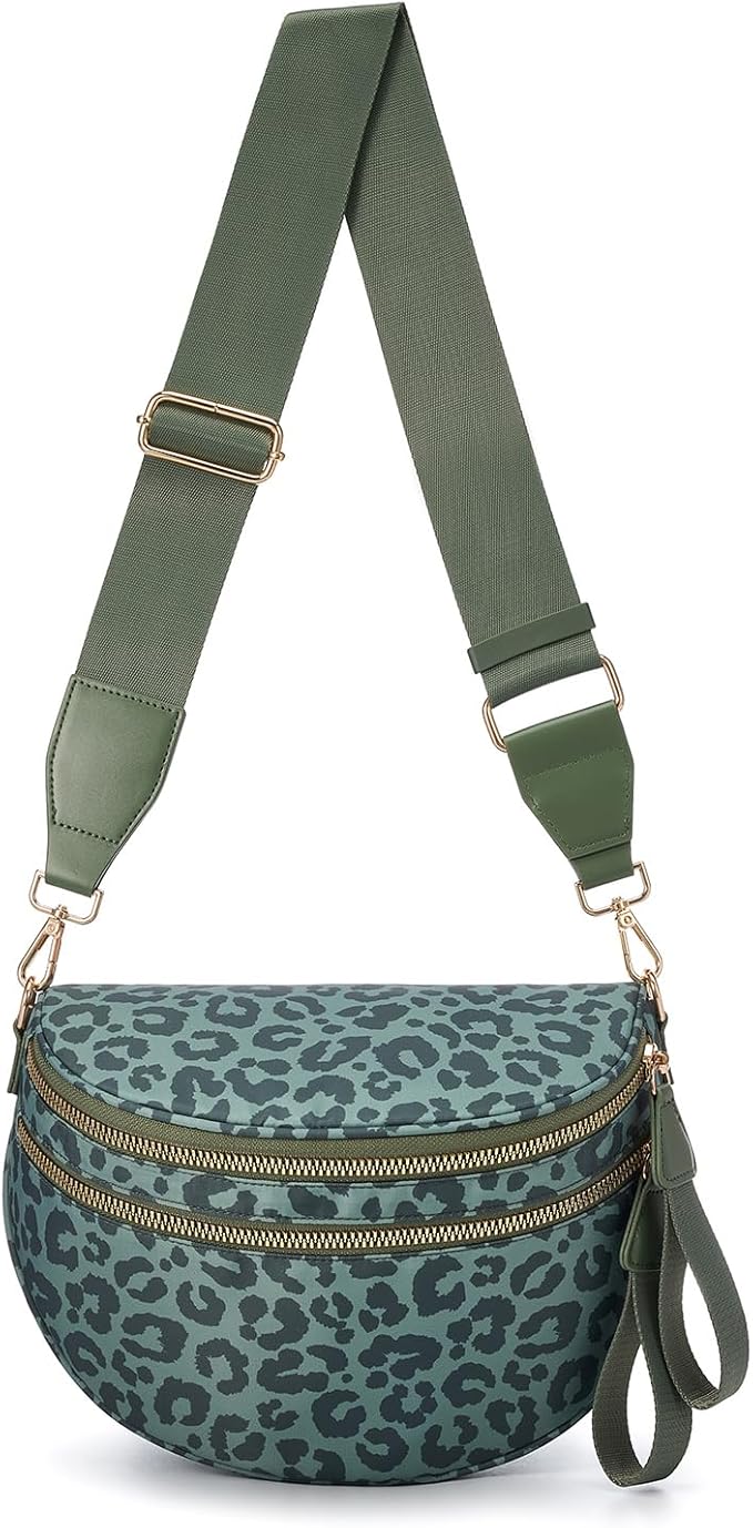 FEIBOON Spacious Nylon Crossbody Bag Bum Bag Handbags Wallets Purses Trendy Shoulder Bag for Women