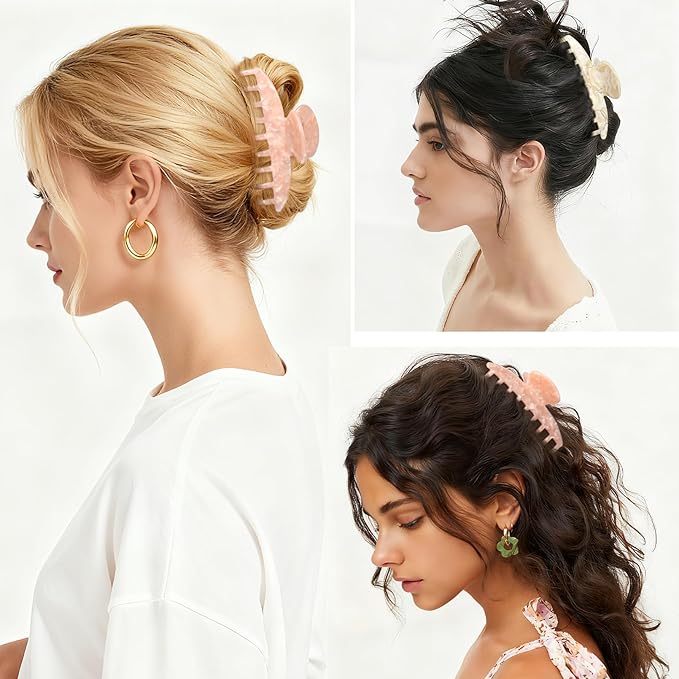 2 Pack Hair Claw Clips Women Large Tortoise Hair Clip French Design Barrettes Celluloid Leopard Print Accessories Jaw Clips for Thick Hair