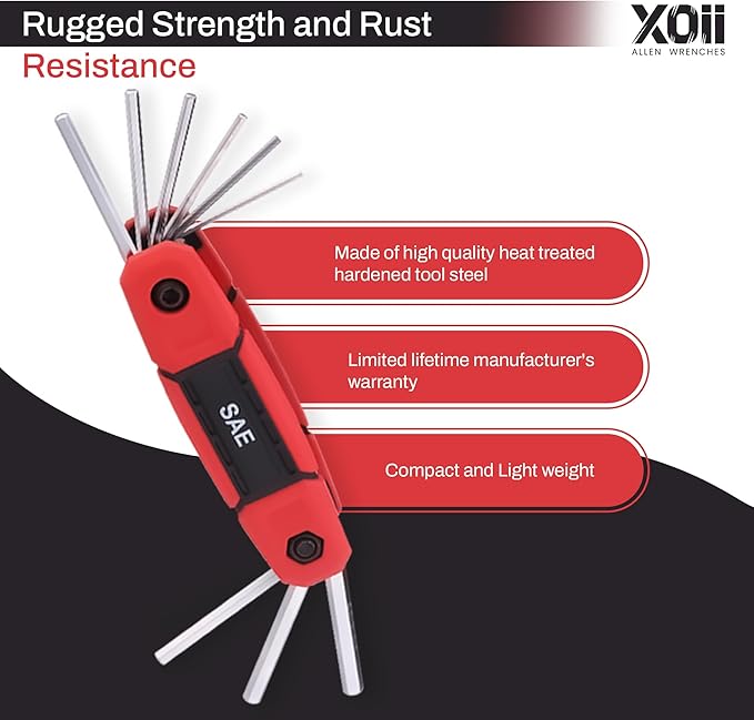 17PCS Folding Allen Wrenches Sets | Pack of 2 Metric & SAE Hex Set – Durable & Portable Allen Key Set & Hex Wrench Tool for Home, Bike, Automotive, and DIY Repairs