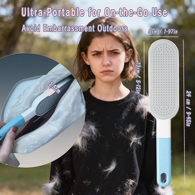 VrythosNex 4-in-1 Pet Hair Remover for Couch, Car, Furniture - Portable Dog Cat Fur Hair Removal Tool with Detachable Brush, Lint Brush, Fabric Shaver, Crevice Tool (Pink)