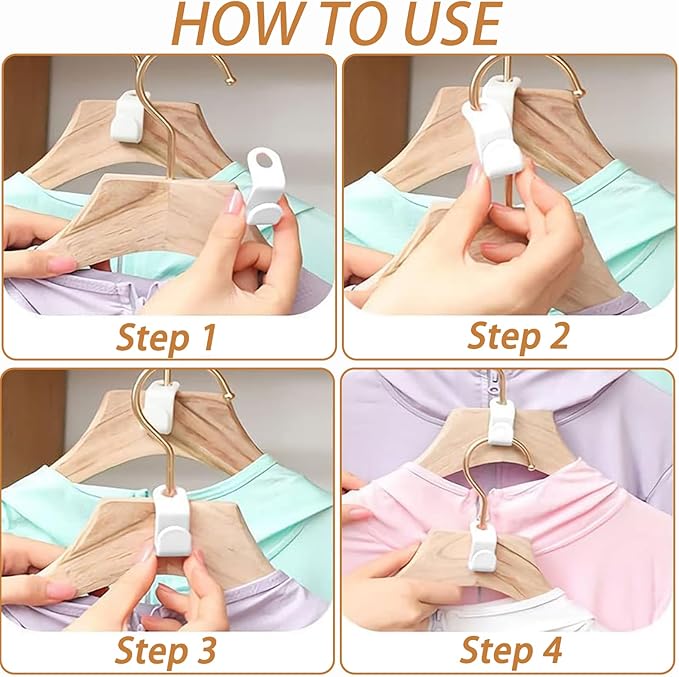 100PCS Hanger Hooks, Clothes Connector Hooks Space Saving Cascading Hangers White Closet Organizer Hanger Clips for Plastic Hangers
