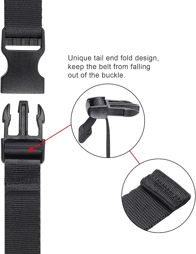 Vigorport Utility Straps Quick Release Nylon Backpack Accessory Bag Strap,Adjustable for Hiking,Travel,Outdoor Sports-4 Pack (Black, 0.75" W-40 L)