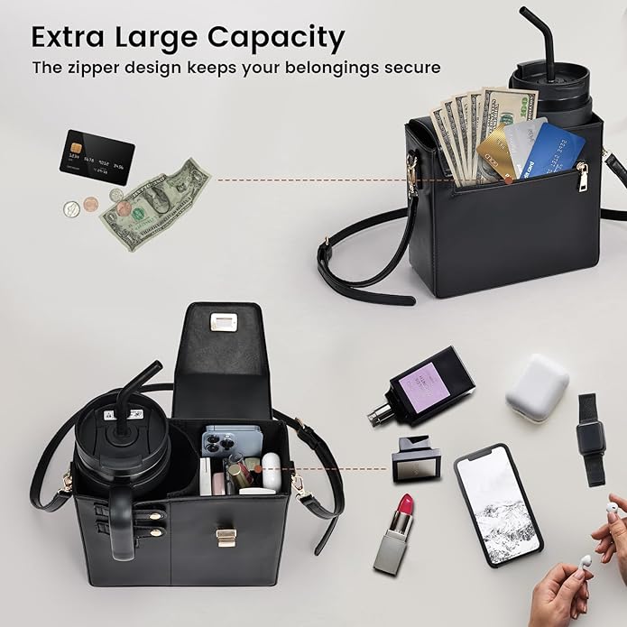 Outdoor Portable Crossbody Water Cup Purse Bag Water Bottle Carrier Bag with Phone Pocket Tumbler Carrier with Strap