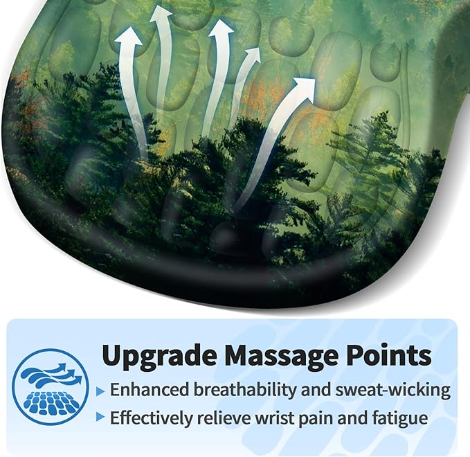 YIWEI Ergonomic Mouse Pad with Wrist Rest - Comfortable Office Mousepad with Memory Foam Wrist Support for Carpal Tunnel Relief, Mouse Pads with Non-Slip Base for Gaming and Home (Forest)