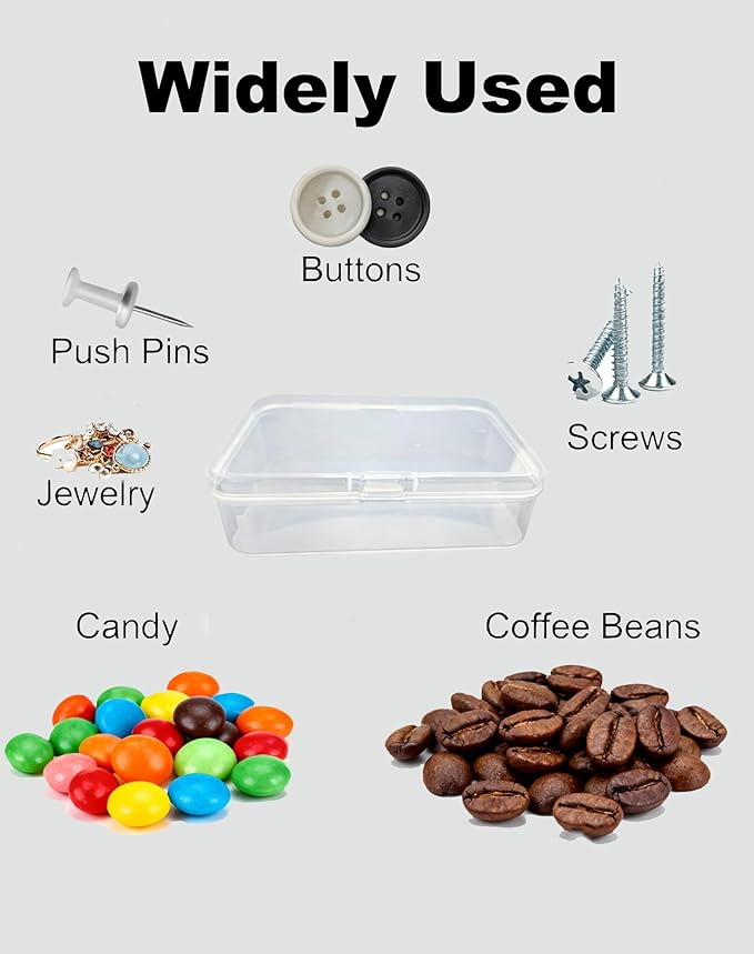 LJY 24 Pieces Rectangular Empty Mini Clear Plastic Organizer Storage Box Containers with Hinged Lids (Transparent, 4.9 x 3.3 x 1.4 inch)