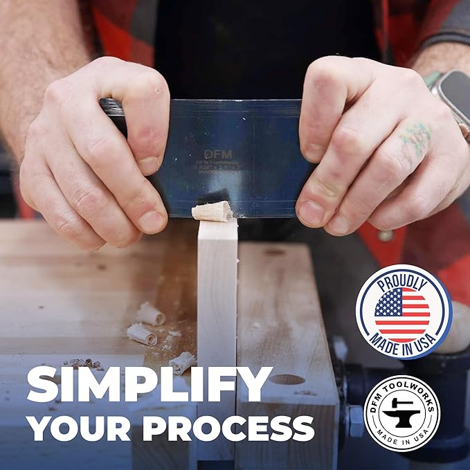 DFM Tool Works Rectangle Card Scraper - Precision Cabinet Multi-use Scraper for Woodworking, Wood Fine Finishers, Glue Scraper, Quality Handcrafted Card Shaping Tool - Made in USA, 2 Quantity - Blue