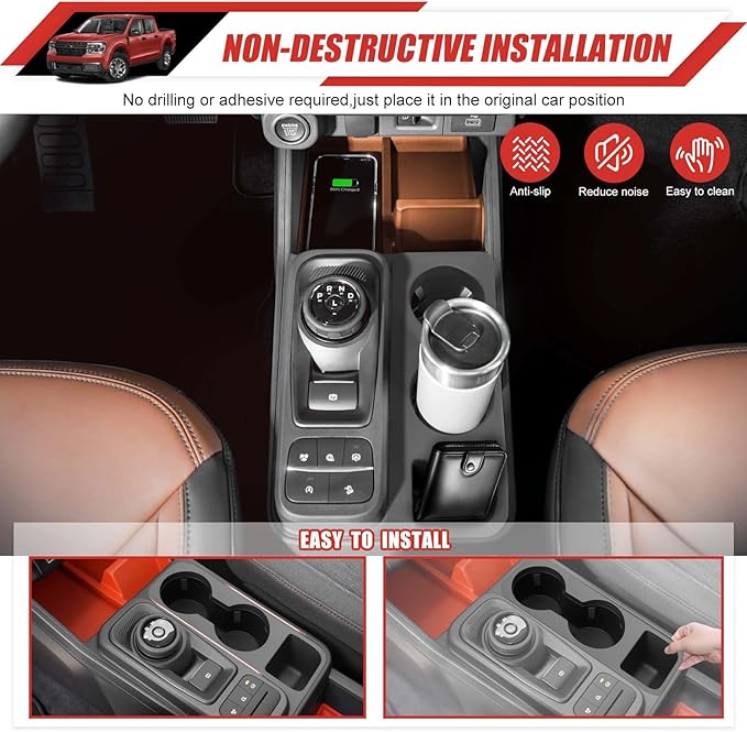 Cup Holder Coaster Fit for 2022-2025 Ford Maverick Accessories Cup Holder Mat Pad Inserts Interior CupHolder Liner for 2024 Ford Maverick(for Maverick)