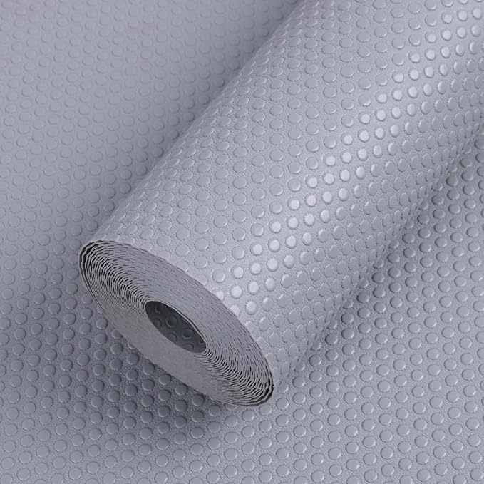Cabinet Shelf Liner 17.7-inch Wide: Waterproof Kitchen Cabinets Liners Light Gray - 17.7 Inch x 25 FT Non-Adhesive Easy to Cut Drawer Mat for Pantry Shelves
