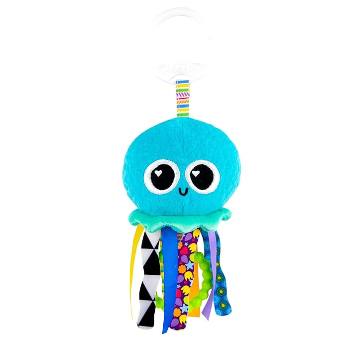 Lamaze Clip On Car Seat and Stroller Toy - Sprinkles The Jellyfish - Tactile Travel Toys for Sensory Development - Baby Sensory Toys - Ages 0 Months and Up