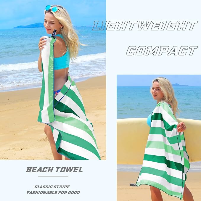 Exclusivo Mezcla Microfiber Quick Dry Beach Towel, Oversized Lightweight Sandfree Pool Towel for Swimming Camping Travel with Bag (Forest Green, 35x70 Inches)