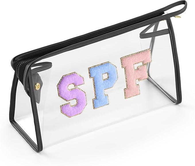 Embla Makeup and Lotion Bag - Waterproof Makeup and Sunscreen Pouch for Travel, Beach, Pool - Clear Zipper Pouch for Sunscreen and Cosmetics Storage, Durable Make Up Organizer for Beach Bag Essentials