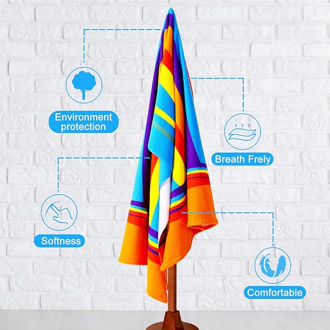 2 Packs Oversized Beach Towel Set Extra Large Big XL Pool Camping Swim Clearance Towels 36x72 Soft Blanket Cruise Essentials Accessories Must Haves Vacation Necessities Adult Blue Flower Stripe