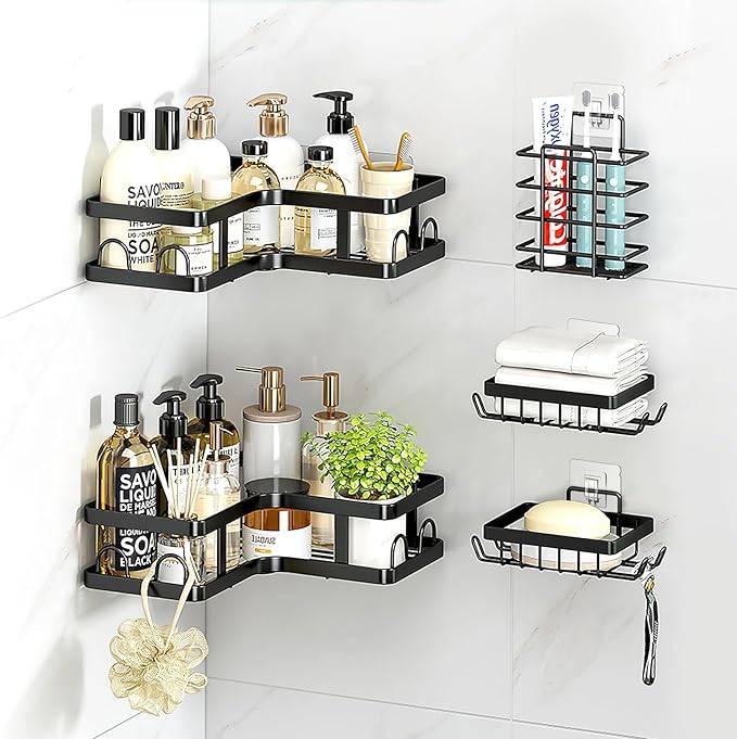 14 Pack Shower Caddy Replacement, Strong Hooks, No Drilling Shower Shelf, Hooks for Caddy, Soap Holder and Kitchen Racks