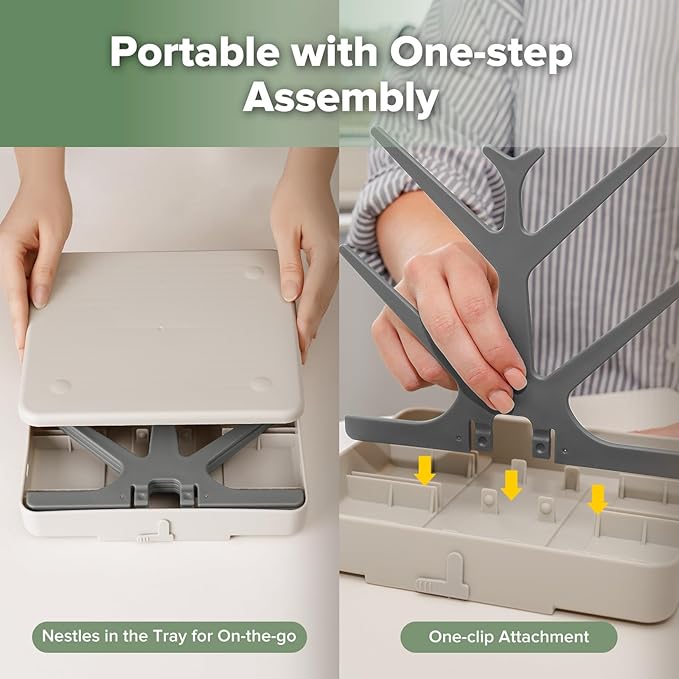 haakaa Portable Baby Bottle Drying Rack with Tray, Space Saving Bottle Drying Tree for Bottles/Pump Parts/Pacifiers,Easy-Store Dryer Rack Great for Home & Travel, BPA Free (Grey)