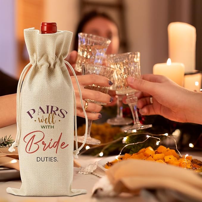 FBCCZEY Bridal Shower Wedding Gifts Wine Bag for Bride To Be Gifts Bridal Shower Party Favors WineBags Pairs Well with Bride Duties Wine Bottle Bag