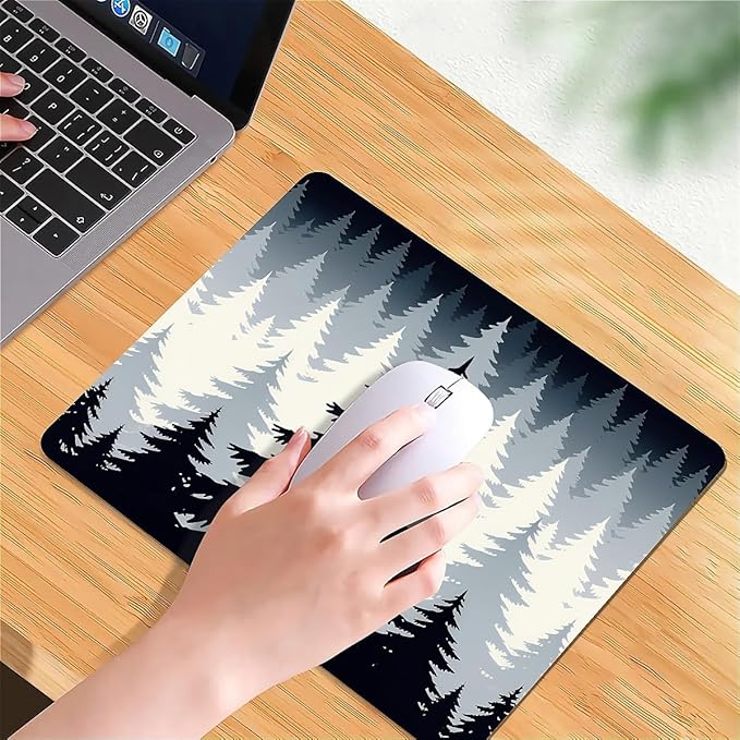 Square Mouse Pad Misty Forest, Personalized Premium-Textured Custom Mouse Mat Design, Washable Mousepad Cloth, Non-Slip Rubber Base Computer Mouse Pads for Wireless Mouse