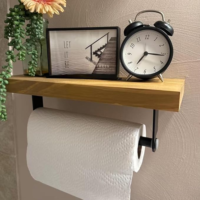 Aheucndg Under Cabinet Paper Towel Holder, Self Adhesive Wall Mount Paper Towel Holder for Kitchen or Bathroom Paper Towel Rack (Black)