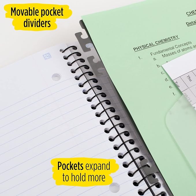 Five Star Advance Spiral Notebook + Study App, 5 Subject, College Ruled Paper, 8-1/2" x 11", 200 Sheets, Spiral Guard, Movable Tabbed Dividers, White (73154)