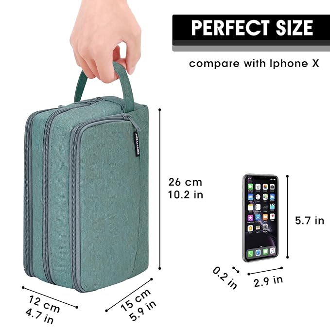 Toiletry Bag for Men, Hanging Dopp Kit, Water-Resistant Shaving Bag, Small Toiletry Bag for Traveling (Turquoise)