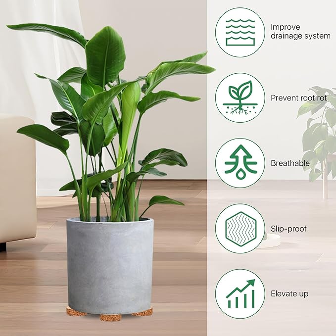 Boocalny 50 Pcs Invisible Plant Pot Feet Risers with Non Slip Surface, 2“ Dia×0.6” Cork Plant Pot Feet Lifter for Outdoor Planters, Solid Corkwood Planter Feet for Indoor Plants Flower Pots