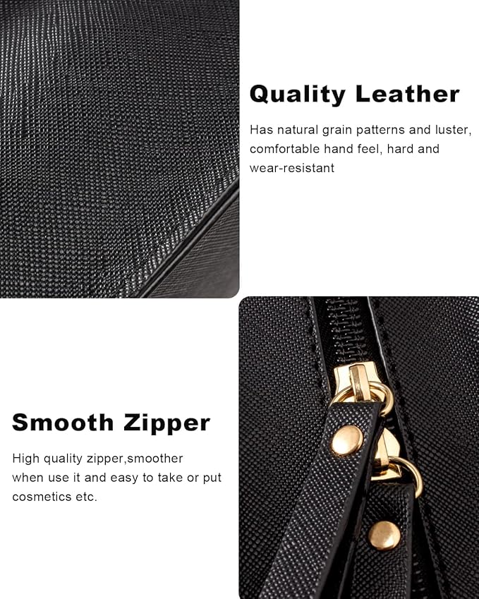 Clear Makeup Bag Set for Women Portable Clear Makeup Bag Cute Waterproof Travel Cosmetic Bag Travel Essentials Car Accessories for Women Men(Black, Standard + Mini)