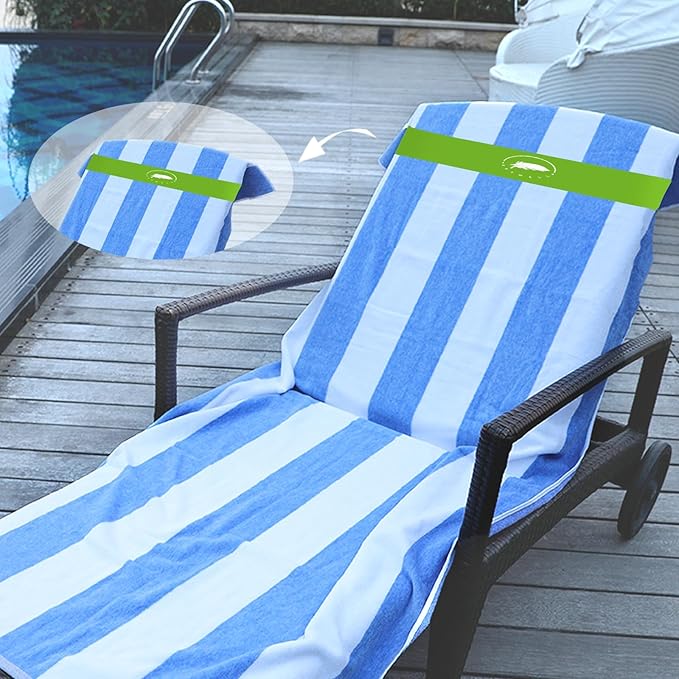 Towel Bands (6 Pack) - Stretch Beach Towel Clips for Beach Cruise Pool Chairs, Lounge Towel Holder Elastic, Cruise Ship Essentials (Green)
