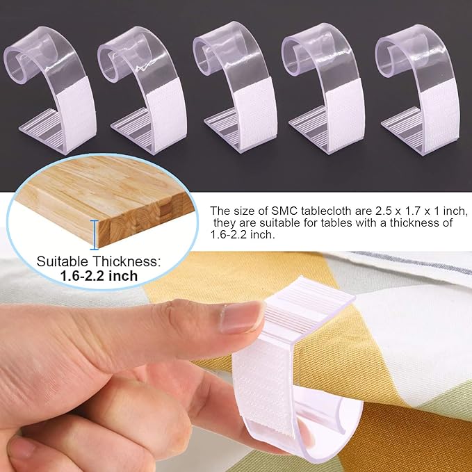 Glarks 30 Pack Plastic Table Cover Clips Tablecloth Clips Table Skirting Clips with Hook and Loop for 1 3/5 to 1 4/5 inch Table Great for Indoor Outdoor Wedding Party Picnic Events