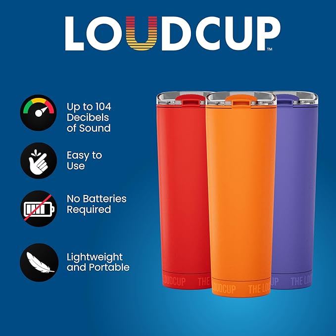 The LoudCup Blow Horn Tumbler, Cheer & Sip 2-in-1 Reusable Water Bottle with Built-In Horn for Sports Games, Tailgates, Parties & Events, BPA-Free