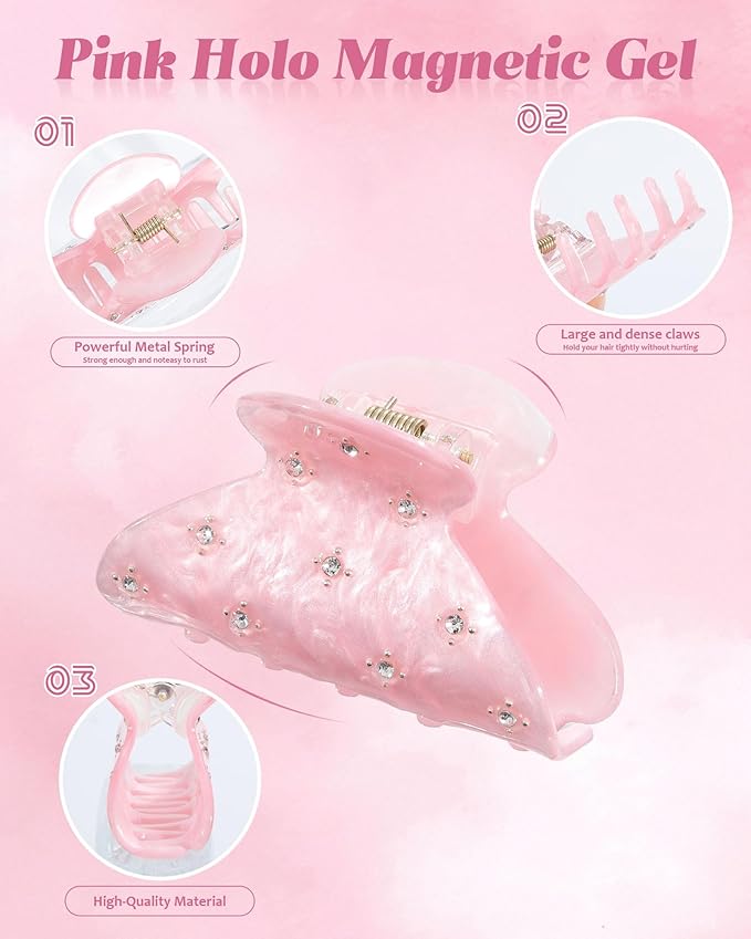 6PCS Acrylic Marbled Hair Claw Clips - Include No Bend No Crease Hair Clips and Medium Rhinestone Claw Clip, Cute Stylish Hair Accessories for Women Makeup, Strong Hold Non Slip for Thick Thin Hair