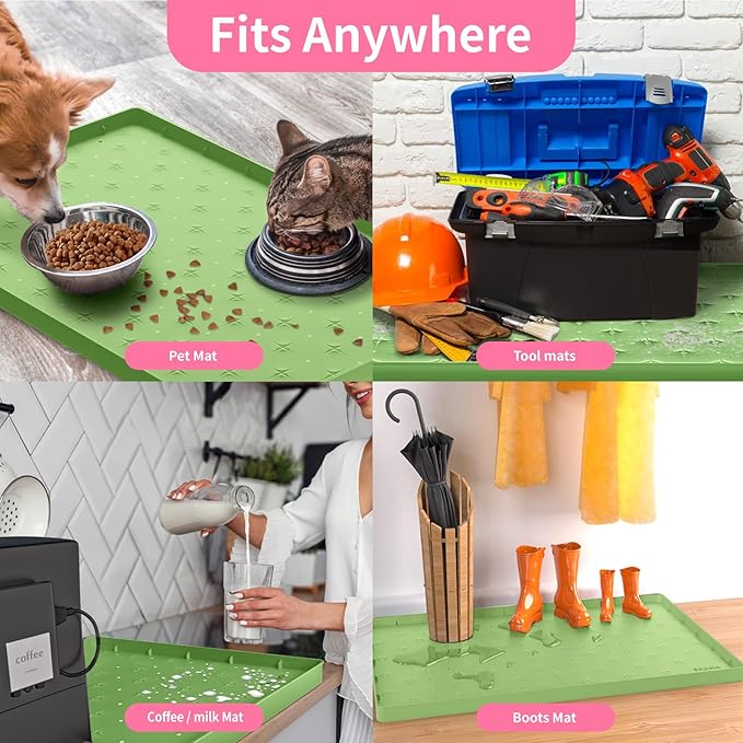 Sdpeia Under Sink Mat 22"×19" Waterproof Silicone Cabinet Liner & Sink Protector for Kitchen & Bathroom, Multi-Purpose Organizers Tray for Pets, Laundry, Cat Litter Mat