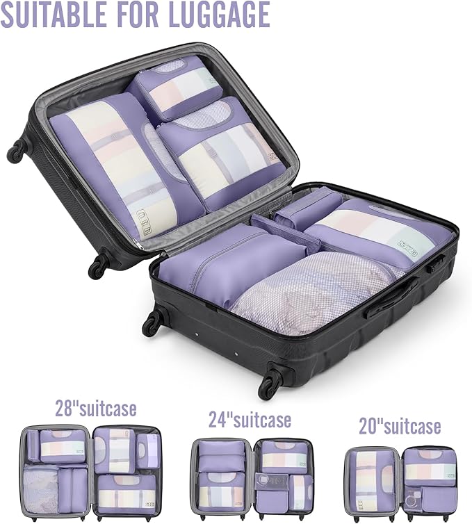 Veken 10 Set Packing Cubes for Travel Essential, Suitcase Organizer Bags in 4 Sizes, Carry-On Luggage Accessories with Large Laundry & Hanging Toiletry Bag, Must-Have for Airplane, Road Trip & Camping