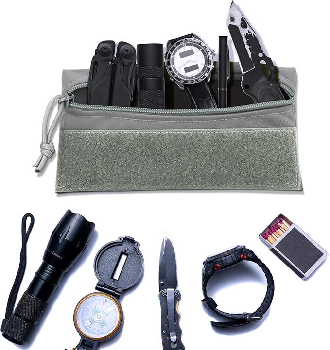 Qavctw Tactical Admin Pouch Bag with Hook and Loop Tool Storage Bag Snack Pouch Candy Bag Hanging Pouches Backpack Accessory Pouch