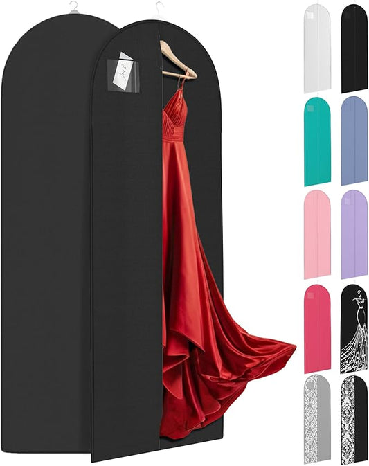 72" Long Dress Bags for Gowns - Wedding Dress Garment Bag for Dresses - Long Garment Bags for Hanging Clothes & Closet Storage - Durable Travel Bag for Women with ID Window