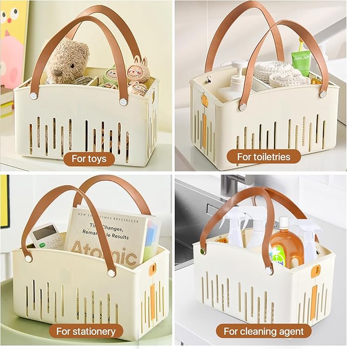 Shower Caddy Collapsible Portable Caddy Organizer with Handle Plastic Tote Bin for Bathroom Kitchen Cleaning College Dorm Room Essentials Travel Shower Storage Baskets for Beach Gym Camping