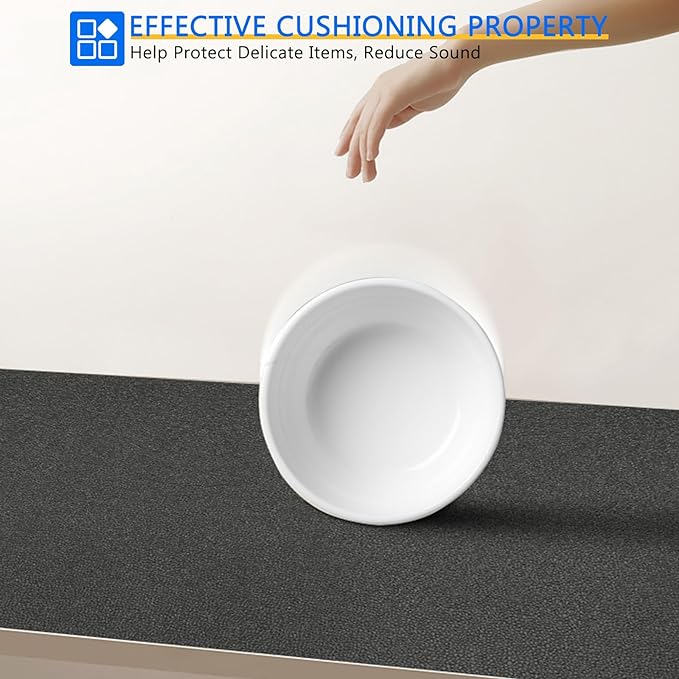 WochiTV Shelf Liner for Cabinets, Drawer 20 x 354 inches, Non Adhesive Non Slip Foam Mat for Kitchen, Pantry, Bathroom, Cupboard, Garage, Closet, Shelves, Drawer, Tool Box, Gray