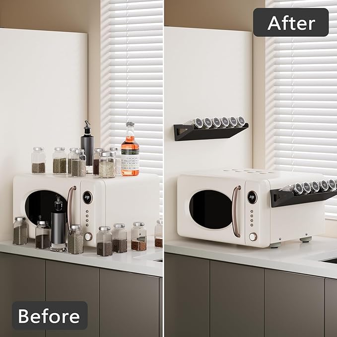 2 Pack Magnetic Spice Rack for Refrigerator,Black Fridge Kitchen Organizer and Storage Shelf,Tilted Magnetic Shelf Fridge Organizer for Easy to access