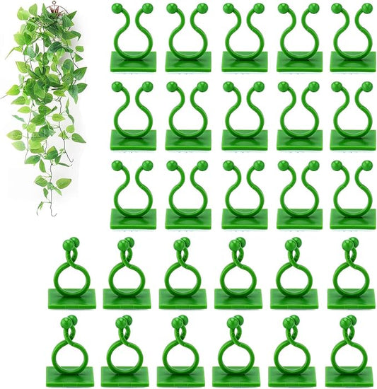 Tmofs 100Pcs Plant Climbing Wall Fixture Clips,Plant Fixer Invisible Wall Vines Fixing Clips Self-Adhesive Clips Plant Vine Traction for Indoor Outdoor Decoration and Cable Wire Fixing (Green)