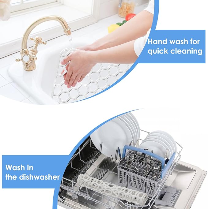 Silicone Sink Protectors for Kitchen Sink - 12" x 11" Kitchen Grid Accessory, Non-Slip Heat-Resistant Mat for Bottom of Porcelain Stainless Steel, Dishwasher Safe (White)