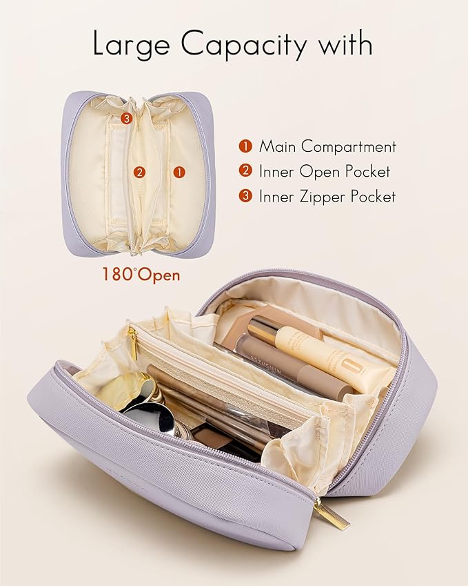 Vlando Small Makeup Bag,Makeup Pouch,Makeup Travel Bag Christmas Gifts for Women Makeup Organizer Case for Toiletries Gifts for Traveler Wife Daughter-Purple